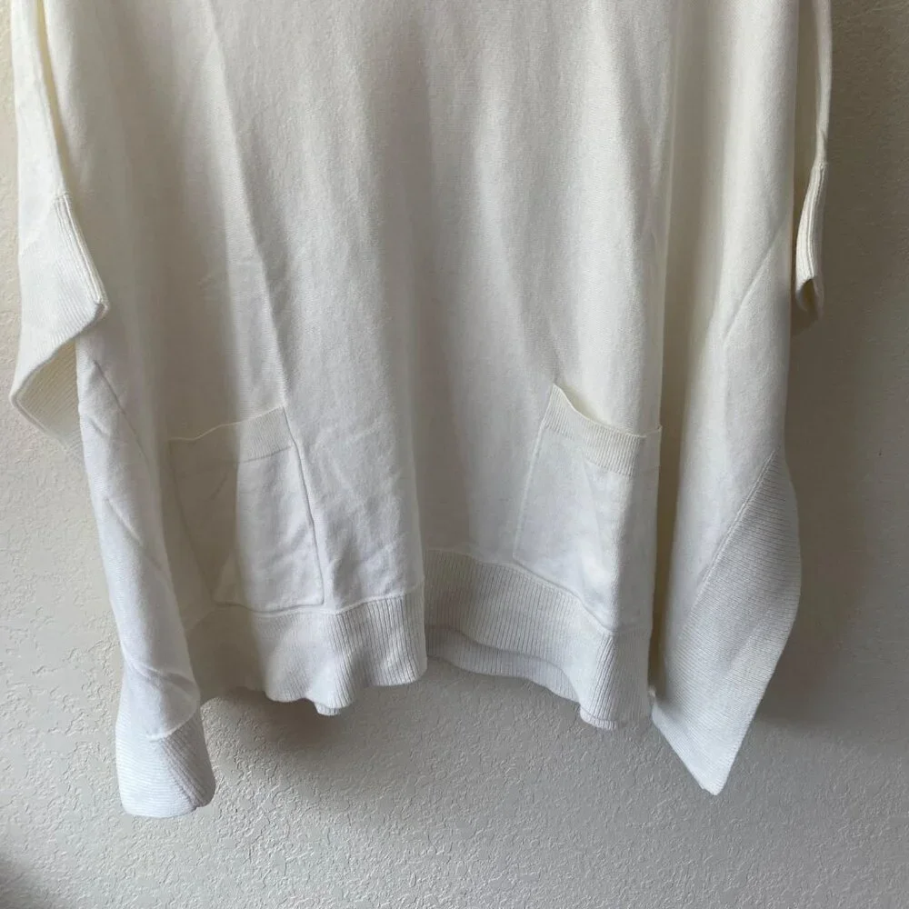 Michael‎ KorsTurtleneck Poncho Sweater Womens XL White Cotton Blend Relaxed